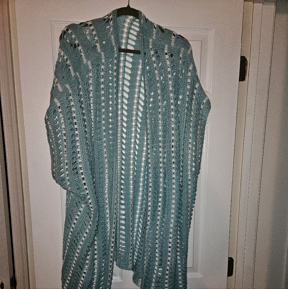 BloomChic Teal Open-Knit Women's Cardigan